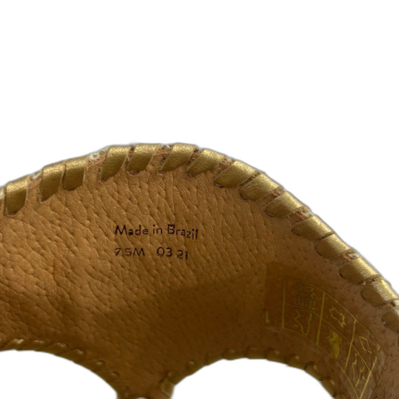 Jack Rogers Sandals Women’s Size 7.5 Color Tan Gold Embroidered Beach Scene - Picture 9 of 10